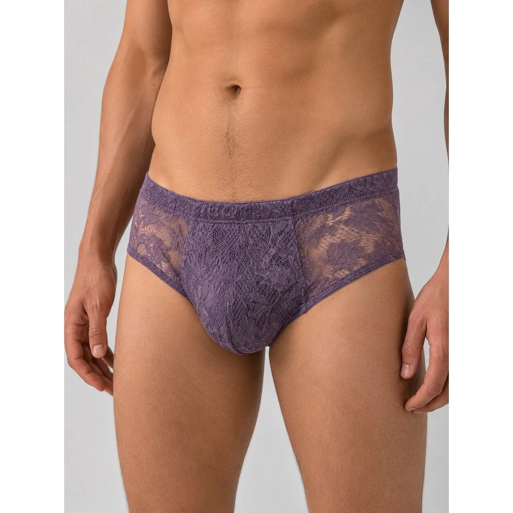 Cosabella Men's Never Say Never Comfort Micro Lace Brief Himalayan Sky XL